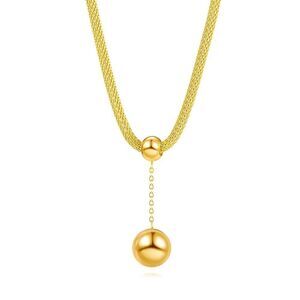 18K Gold Plated Women's Statement Necklace Dangling Ball Pendant Waterproof